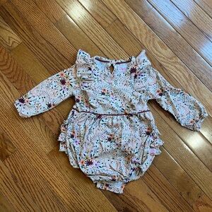 Ruffle Butts Peach Floral Ruffle Romper